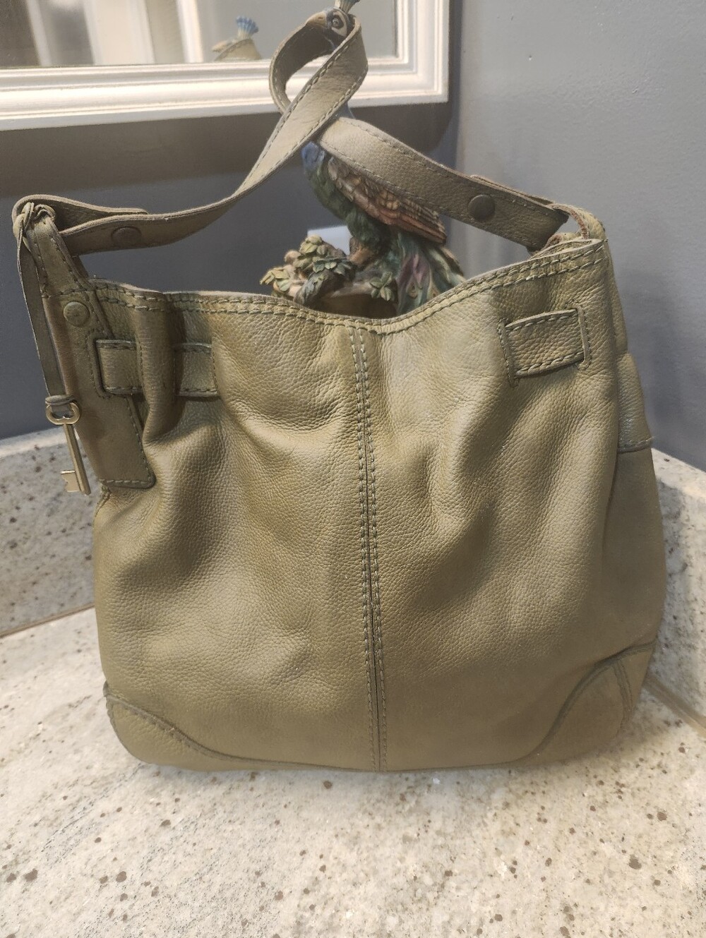 Vintage Fossil Maddox Slouchy Hobo Bag in Olive Green Leather